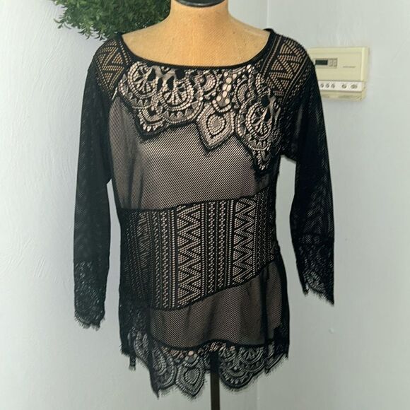 New Lane Bryant black lace blouse top size 14/16 - Picture 1 of 7